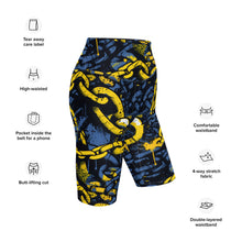 Urban Chic: Women's Mile After Mile Golden Chains 002 Biker Shorts Exclusive Leggings Running Shorts Tights Womens