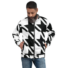 Urban Elegance: Men's Houndstooth Bomber Jacket Athleisure Bomber Jacket Exclusive Houndstooth Jackets Mens