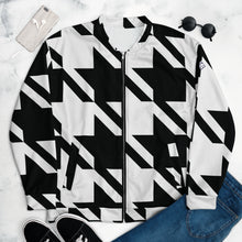Urban Elegance: Men's Houndstooth Bomber Jacket Athleisure Bomber Jacket Exclusive Houndstooth Jackets Mens