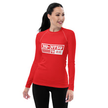 Womens Long Sleeve BJJ Rash Guard - Jiu-Jitsu 001 - Scarlet BJJ Exclusive Jiu-Jitsu Long Sleeve Rash Guard Womens