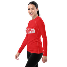 Womens Long Sleeve BJJ Rash Guard - Jiu-Jitsu 001 - Scarlet BJJ Exclusive Jiu-Jitsu Long Sleeve Rash Guard Womens