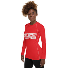Womens Long Sleeve BJJ Rash Guard - Jiu-Jitsu 001 - Scarlet BJJ Exclusive Jiu-Jitsu Long Sleeve Rash Guard Womens