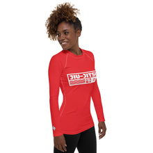 Womens Long Sleeve BJJ Rash Guard - Jiu-Jitsu 001 - Scarlet BJJ Exclusive Jiu-Jitsu Long Sleeve Rash Guard Womens