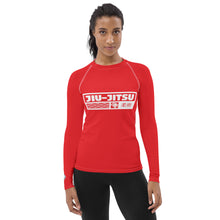 Womens Long Sleeve BJJ Rash Guard - Jiu-Jitsu 001 - Scarlet BJJ Exclusive Jiu-Jitsu Long Sleeve Rash Guard Womens