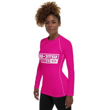 Womens Long Sleeve BJJ Rash Guard - Jiu-Jitsu 003 - Hollywood Cerise BJJ Exclusive Jiu-Jitsu Long Sleeve Rash Guard Womens