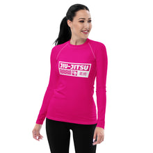 Womens Long Sleeve BJJ Rash Guard - Jiu-Jitsu 003 - Hollywood Cerise BJJ Exclusive Jiu-Jitsu Long Sleeve Rash Guard Womens
