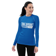 Womens Long Sleeve BJJ Rash Guard - Jiu-Jitsu 004 - Azul BJJ Exclusive Jiu-Jitsu Long Sleeve Rash Guard Womens