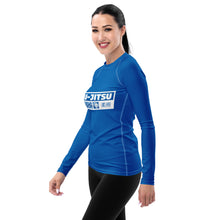 Womens Long Sleeve BJJ Rash Guard - Jiu-Jitsu 004 - Azul BJJ Exclusive Jiu-Jitsu Long Sleeve Rash Guard Womens