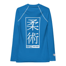 Womens Long Sleeve BJJ Rash Guard - Jiu-Jitsu 004 - Azul BJJ Exclusive Jiu-Jitsu Long Sleeve Rash Guard Womens