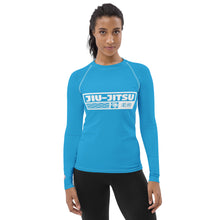Womens Long Sleeve BJJ Rash Guard - Jiu-Jitsu 005 - Cyan BJJ Exclusive Jiu-Jitsu Long Sleeve Rash Guard Womens