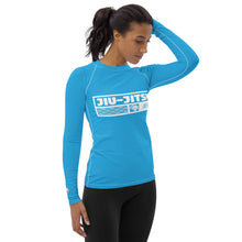 Womens Long Sleeve BJJ Rash Guard - Jiu-Jitsu 005 - Cyan BJJ Exclusive Jiu-Jitsu Long Sleeve Rash Guard Womens