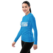 Womens Long Sleeve BJJ Rash Guard - Jiu-Jitsu 005 - Cyan BJJ Exclusive Jiu-Jitsu Long Sleeve Rash Guard Womens