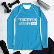 Womens Long Sleeve BJJ Rash Guard - Jiu-Jitsu 005 - Cyan BJJ Exclusive Jiu-Jitsu Long Sleeve Rash Guard Womens