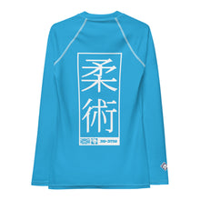 Womens Long Sleeve BJJ Rash Guard - Jiu-Jitsu 005 - Cyan BJJ Exclusive Jiu-Jitsu Long Sleeve Rash Guard Womens