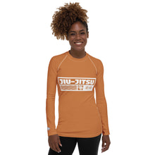 Womens Long Sleeve BJJ Rash Guard - Jiu-Jitsu 007 - Raw Sienna BJJ Exclusive Jiu-Jitsu Long Sleeve Rash Guard Womens