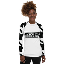 Womens Long Sleeve BJJ Rash Guard - Jiu-Jitsu 021 - Houndstooth 001 Blanc Exclusive Houndstooth Jiu-Jitsu Long Sleeve Rash Guard Womens