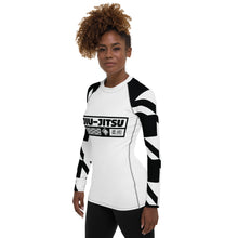 Womens Long Sleeve BJJ Rash Guard - Jiu-Jitsu 021 - Houndstooth 001 Blanc Exclusive Houndstooth Jiu-Jitsu Long Sleeve Rash Guard Womens