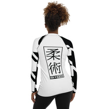 Womens Long Sleeve BJJ Rash Guard - Jiu-Jitsu 021 - Houndstooth 001 Blanc Exclusive Houndstooth Jiu-Jitsu Long Sleeve Rash Guard Womens