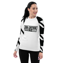 Womens Long Sleeve BJJ Rash Guard - Jiu-Jitsu 021 - Houndstooth 001 Blanc Exclusive Houndstooth Jiu-Jitsu Long Sleeve Rash Guard Womens