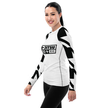 Womens Long Sleeve BJJ Rash Guard - Jiu-Jitsu 021 - Houndstooth 001 Blanc Exclusive Houndstooth Jiu-Jitsu Long Sleeve Rash Guard Womens