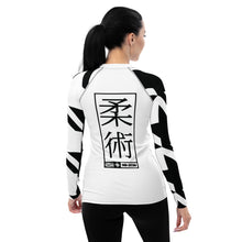 Womens Long Sleeve BJJ Rash Guard - Jiu-Jitsu 021 - Houndstooth 001 Blanc Exclusive Houndstooth Jiu-Jitsu Long Sleeve Rash Guard Womens