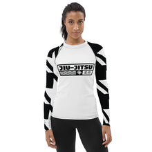 Womens Long Sleeve BJJ Rash Guard - Jiu-Jitsu 021 - Houndstooth 001 Blanc Exclusive Houndstooth Jiu-Jitsu Long Sleeve Rash Guard Womens