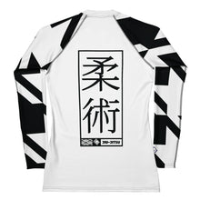 Womens Long Sleeve BJJ Rash Guard - Jiu-Jitsu 021 - Houndstooth 001 Blanc Exclusive Houndstooth Jiu-Jitsu Long Sleeve Rash Guard Womens