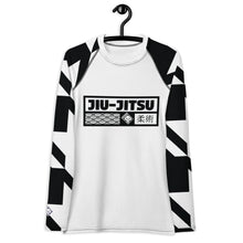 Womens Long Sleeve BJJ Rash Guard - Jiu-Jitsu 021 - Houndstooth 001 Blanc Exclusive Houndstooth Jiu-Jitsu Long Sleeve Rash Guard Womens