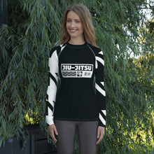 Womens Long Sleeve BJJ Rash Guard - Jiu-Jitsu 022 - Houndstooth 002 Noir Exclusive Houndstooth Jiu-Jitsu Long Sleeve Rash Guard Womens