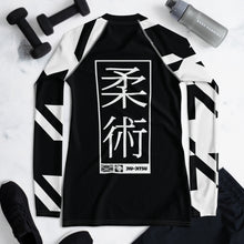 Womens Long Sleeve BJJ Rash Guard - Jiu-Jitsu 022 - Houndstooth 002 Noir Exclusive Houndstooth Jiu-Jitsu Long Sleeve Rash Guard Womens