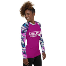 Womens Long Sleeve BJJ Rash Guard - Jiu-Jitsu 023 - Purple Wave 002 Exclusive Great Wave Jiu-Jitsu Kanagawa Long Sleeve Rash Guard Womens