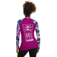 Womens Long Sleeve BJJ Rash Guard - Jiu-Jitsu 023 - Purple Wave 002 Exclusive Great Wave Jiu-Jitsu Kanagawa Long Sleeve Rash Guard Womens
