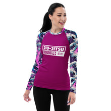 Womens Long Sleeve BJJ Rash Guard - Jiu-Jitsu 023 - Purple Wave 002 Exclusive Great Wave Jiu-Jitsu Kanagawa Long Sleeve Rash Guard Womens