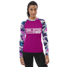 Womens Long Sleeve BJJ Rash Guard - Jiu-Jitsu 023 - Purple Wave 002 Exclusive Great Wave Jiu-Jitsu Kanagawa Long Sleeve Rash Guard Womens
