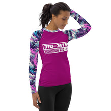 Womens Long Sleeve BJJ Rash Guard - Jiu-Jitsu 023 - Purple Wave 002 Exclusive Great Wave Jiu-Jitsu Kanagawa Long Sleeve Rash Guard Womens