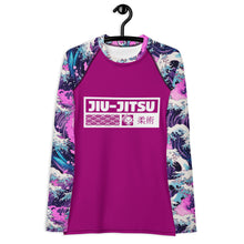 Womens Long Sleeve BJJ Rash Guard - Jiu-Jitsu 023 - Purple Wave 002 Exclusive Great Wave Jiu-Jitsu Kanagawa Long Sleeve Rash Guard Womens
