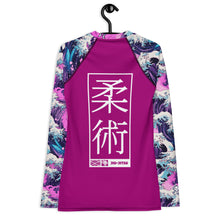Womens Long Sleeve BJJ Rash Guard - Jiu-Jitsu 023 - Purple Wave 002 Exclusive Great Wave Jiu-Jitsu Kanagawa Long Sleeve Rash Guard Womens