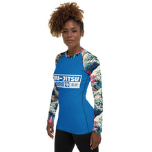 Womens Long Sleeve BJJ Rash Guard - Jiu-Jitsu 024 - The Great Wave Off Kanagawa 001 Exclusive Great Wave Jiu-Jitsu Kanagawa Long Sleeve Rash Guard Womens