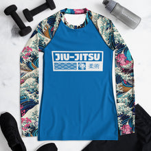 Womens Long Sleeve BJJ Rash Guard - Jiu-Jitsu 024 - The Great Wave Off Kanagawa 001 Exclusive Great Wave Jiu-Jitsu Kanagawa Long Sleeve Rash Guard Womens