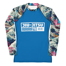 Womens Long Sleeve BJJ Rash Guard - Jiu-Jitsu 024 - The Great Wave Off Kanagawa 001 Exclusive Great Wave Jiu-Jitsu Kanagawa Long Sleeve Rash Guard Womens