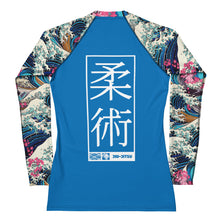 Womens Long Sleeve BJJ Rash Guard - Jiu-Jitsu 024 - The Great Wave Off Kanagawa 001 Exclusive Great Wave Jiu-Jitsu Kanagawa Long Sleeve Rash Guard Womens