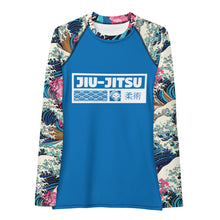 Womens Long Sleeve BJJ Rash Guard - Jiu-Jitsu 024 - The Great Wave Off Kanagawa 001 Exclusive Great Wave Jiu-Jitsu Kanagawa Long Sleeve Rash Guard Womens