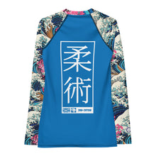 Womens Long Sleeve BJJ Rash Guard - Jiu-Jitsu 024 - The Great Wave Off Kanagawa 001 Exclusive Great Wave Jiu-Jitsu Kanagawa Long Sleeve Rash Guard Womens