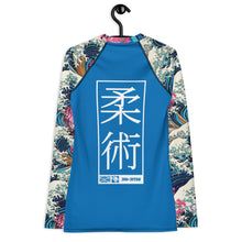 Womens Long Sleeve BJJ Rash Guard - Jiu-Jitsu 024 - The Great Wave Off Kanagawa 001 Exclusive Great Wave Jiu-Jitsu Kanagawa Long Sleeve Rash Guard Womens