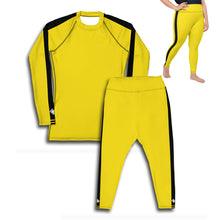 Kill Bill Vibes: Plus Size Women's Long Sleeve Rash Guard and Yoga Pants Ensemble Bruce Lee Exclusive Kit Leggings Long Sleeve Plus Size Plus Sized Plus Sized Leggings Rash Guard Tights Womens