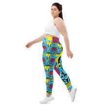 Women's Plus Size Pop Art Yoga Pants - Roy Lichtenstein Inspired Dahlia Print 002 Athletic Leggings BJJ Boxing Dahlia Exclusive Fitness Flower Leggings Plus Size Plus Sized Leggings Pop Art Running Tights Womens Yoga