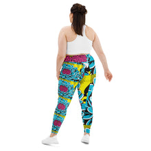 Women's Plus Size Pop Art Yoga Pants - Roy Lichtenstein Inspired Dahlia Print 002 Athletic Leggings BJJ Boxing Dahlia Exclusive Fitness Flower Leggings Plus Size Plus Sized Leggings Pop Art Running Tights Womens Yoga
