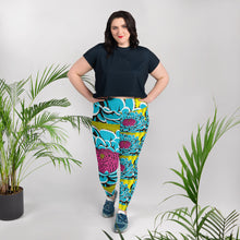 Women's Plus Size Pop Art Yoga Pants - Roy Lichtenstein Inspired Dahlia Print 002 Athletic Leggings BJJ Boxing Dahlia Exclusive Fitness Flower Leggings Plus Size Plus Sized Leggings Pop Art Running Tights Womens Yoga