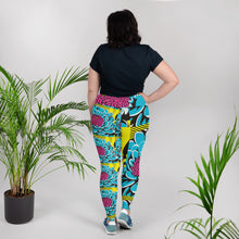 Women's Plus Size Pop Art Yoga Pants - Roy Lichtenstein Inspired Dahlia Print 002 Athletic Leggings BJJ Boxing Dahlia Exclusive Fitness Flower Leggings Plus Size Plus Sized Leggings Pop Art Running Tights Womens Yoga