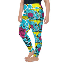 Women's Plus Size Pop Art Yoga Pants - Roy Lichtenstein Inspired Dahlia Print 002 Athletic Leggings BJJ Boxing Dahlia Exclusive Fitness Flower Leggings Plus Size Plus Sized Leggings Pop Art Running Tights Womens Yoga
